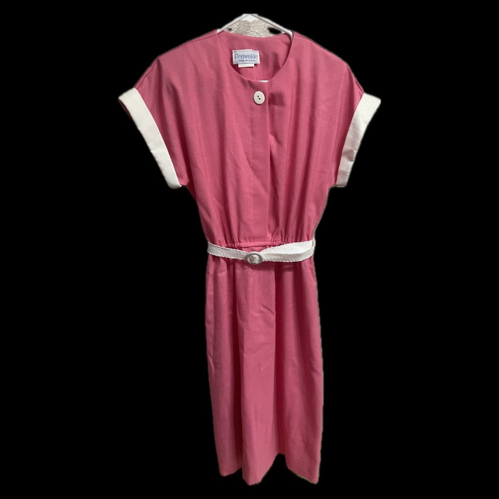 80’s Vintage Periwinkle Pink Belted Dress